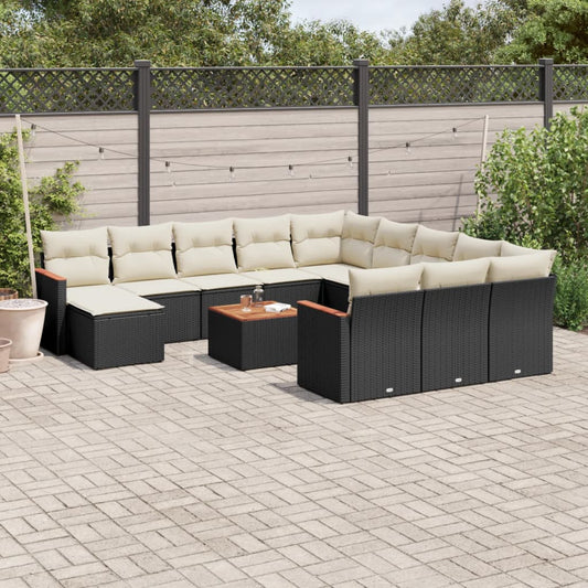 Sofasæt Til Haven 13 Dele Med Hynder Polyrattan Sort