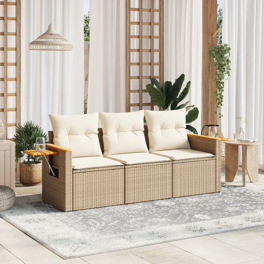 Sofasæt Til Haven 3 Dele Med Hynder Polyrattan Beige