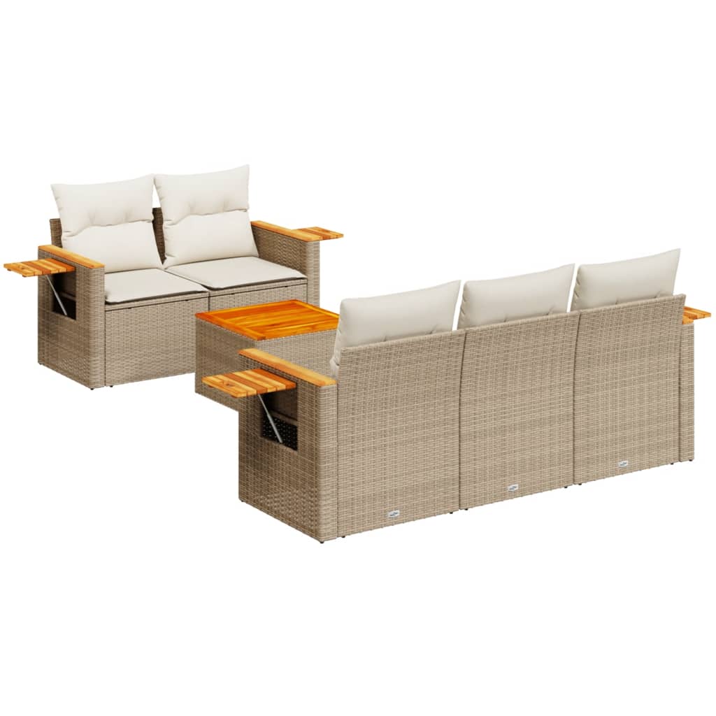 Sofasæt Til Haven 6 Dele Med Hynder Polyrattan - Billede 2