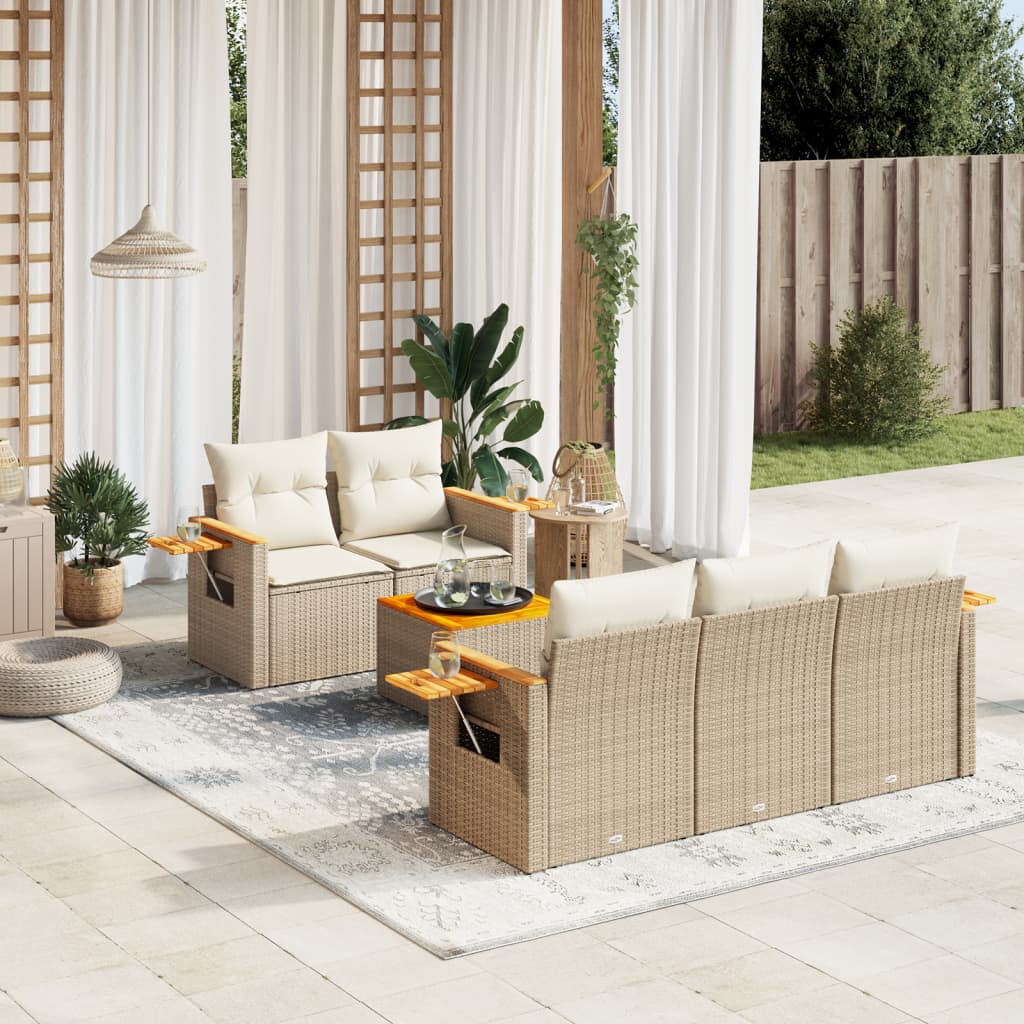 Sofasæt Til Haven 6 Dele Med Hynder Polyrattan - Hovedbillede
