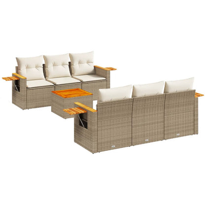 Sofasæt Til Haven 7 Dele Med Hynder Polyrattan - Billede 2
