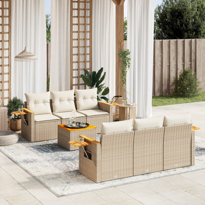 Sofasæt Til Haven 7 Dele Med Hynder Polyrattan - Hovedbillede