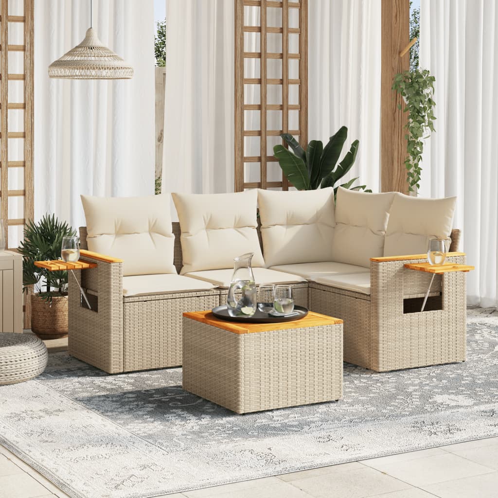 Patio Sofa Set 5-personers Beige And Cream - Hovedbillede