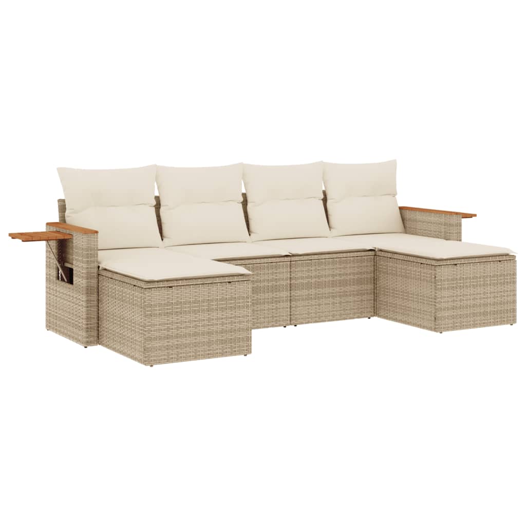 Sofasæt Til Haven 6 Dele Med Hynder Polyrattan - Billede 2