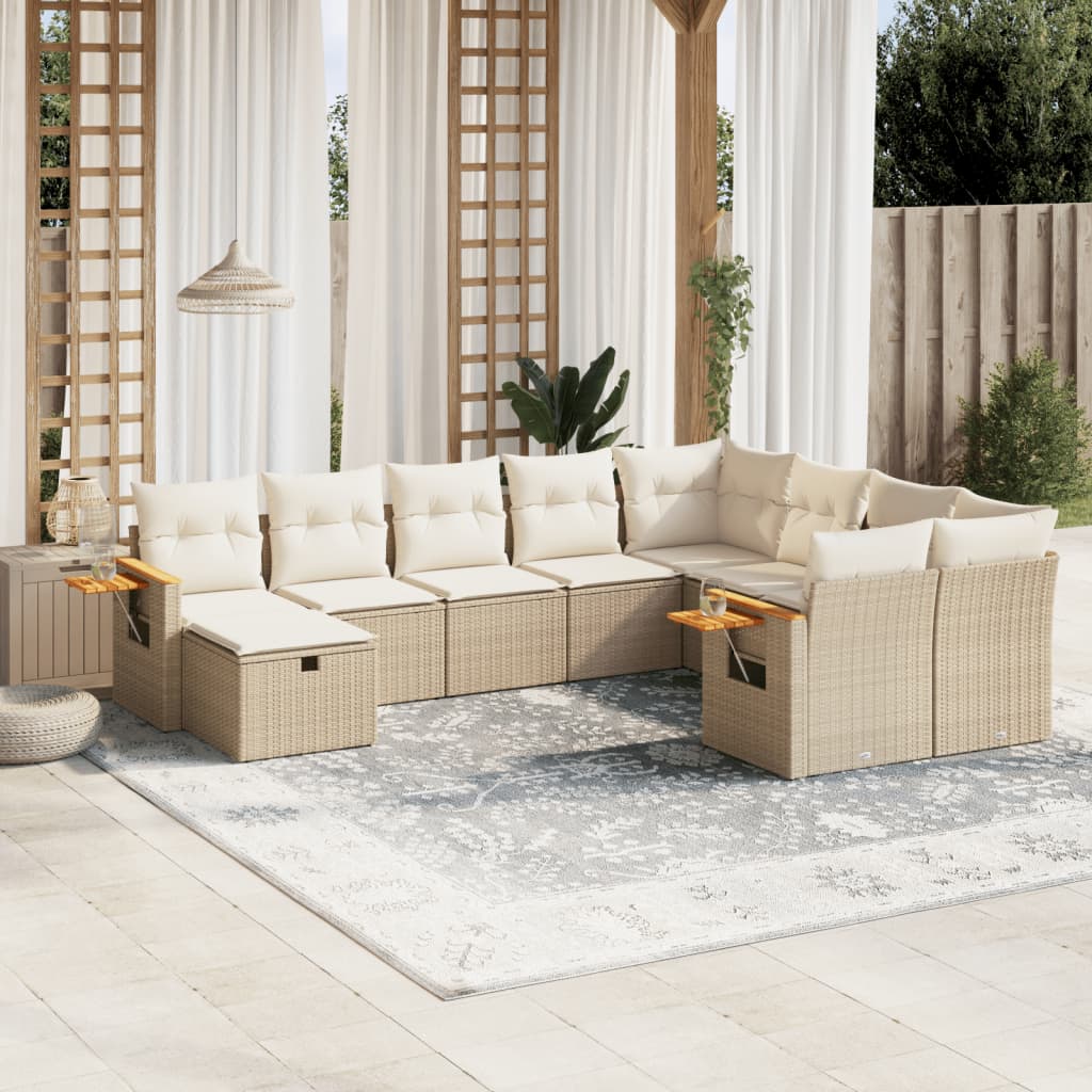 Sofasæt Til Haven 10 Dele Med Hynder Polyrattan - Hovedbillede