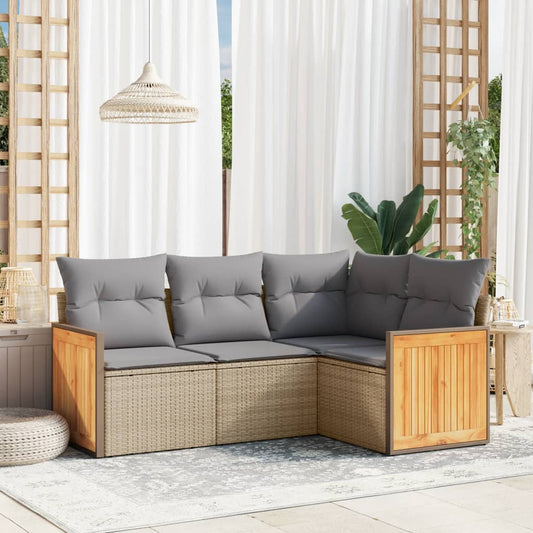 Sofasæt Til Haven 4 Dele Med Hynder Polyrattan Beige