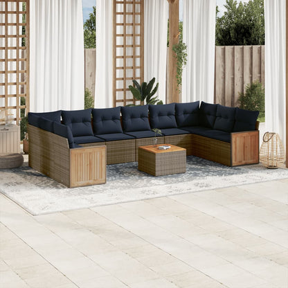 Sofasæt til Haven 10 Dele med Hynder Polyrattan Grå