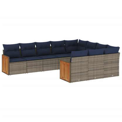 Sofasæt til Haven 10 Dele med Hynder Polyrattan Grå - billede 2