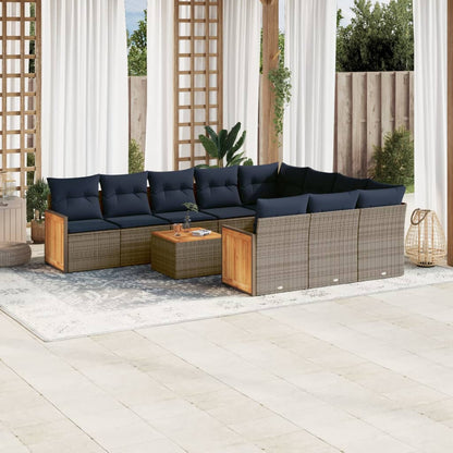 Sofasæt til Haven 10 Dele med Hynder Polyrattan Grå