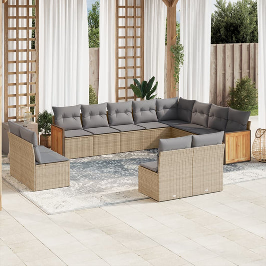 Sofasæt Til Haven 12 Dele Med Hynder Polyrattan Beige