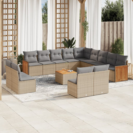 Sofasæt Til Haven 14 Dele Med Hynder Polyrattan Beige