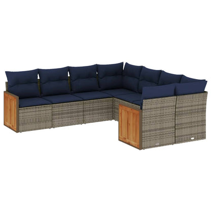 Sofasæt til Haven 8 Dele med Hynder Polyrattan Grå - billede 2