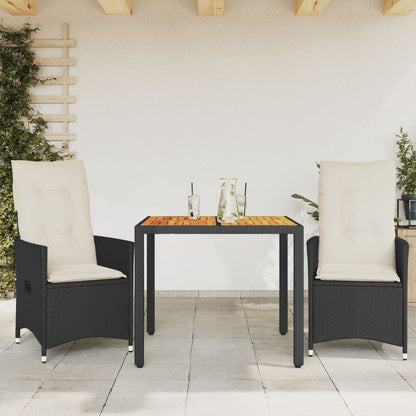 Bistrosæt 3 Dele Med Hynder Polyrattan Og Akacietræ - Hovedbillede