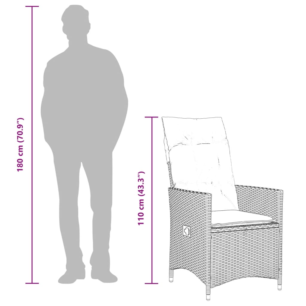 Bistrosæt Til Haven 11 Dele Med Hynder Polyrattan Grå