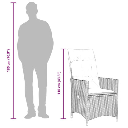 Bistrosæt Til Haven 11 Dele Med Hynder Polyrattan Grå