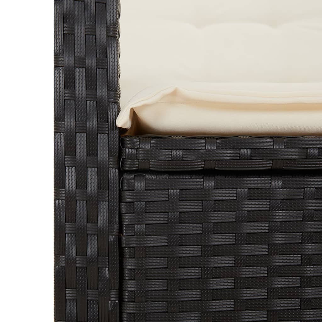 Spisebordssæt Til Haven 3 Dele Med Hynder Polyrattan Sort - Billede 6