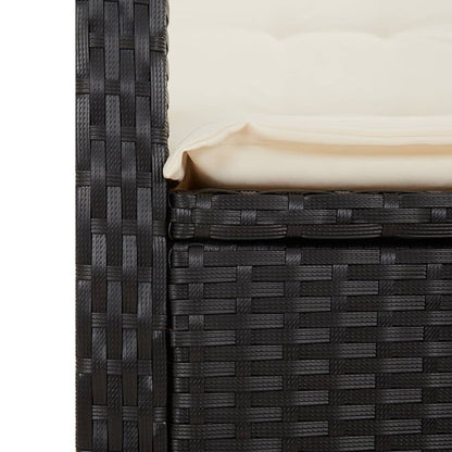 Spisebordssæt Til Haven 3 Dele Med Hynder Polyrattan Sort - Billede 6