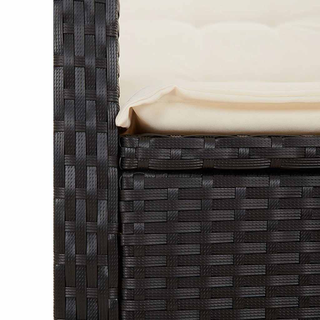 Spisebordssæt Til Haven 2 Dele Med Hynder Polyrattan Sort - Billede 6