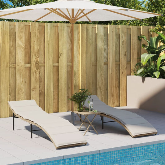 Liggestole 2 Stk. Med Hynder Polyrattan Beige