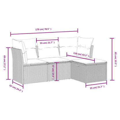 Sofasæt til Haven 4 Dele med Hynder Polyrattan - billede 4