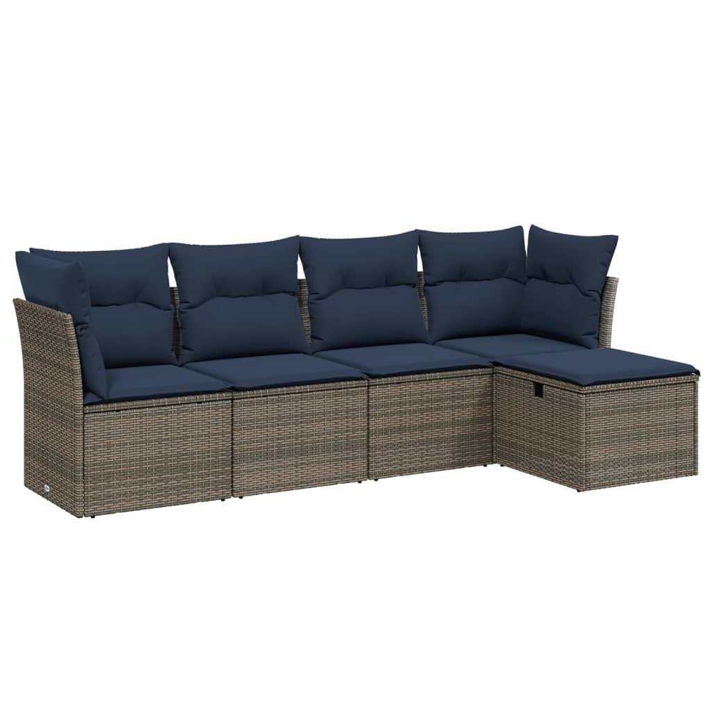 Sofasæt til Haven 5 Dele med Hynder Polyrattan Grå - billede 2