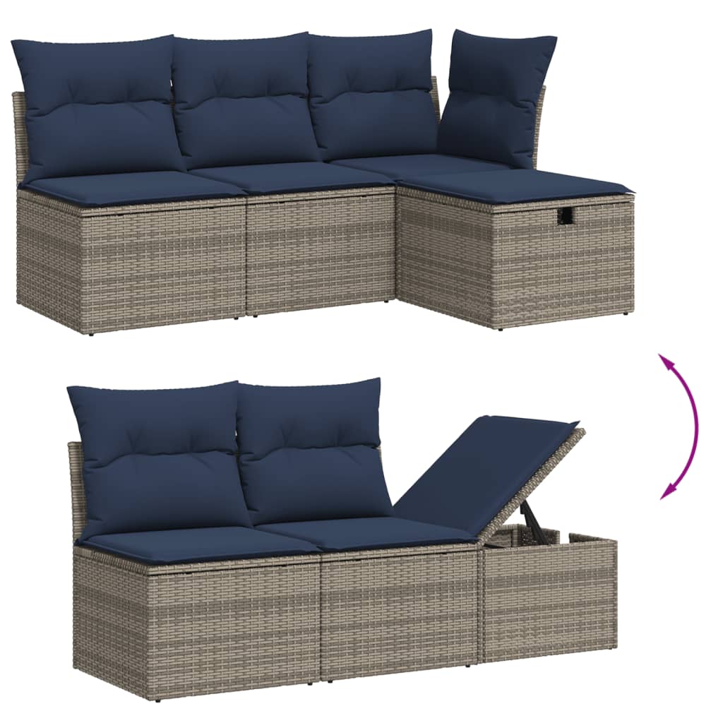 Sofasæt til Haven 5 Dele med Hynder Polyrattan Grå - billede 3