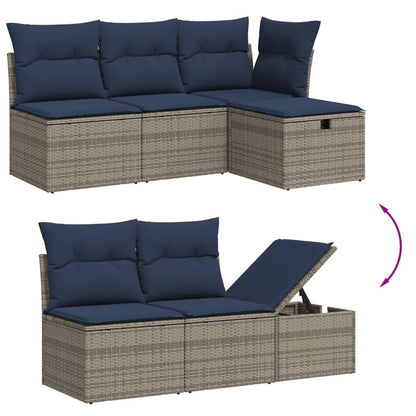 Sofasæt til Haven 5 Dele med Hynder Polyrattan Grå - billede 3