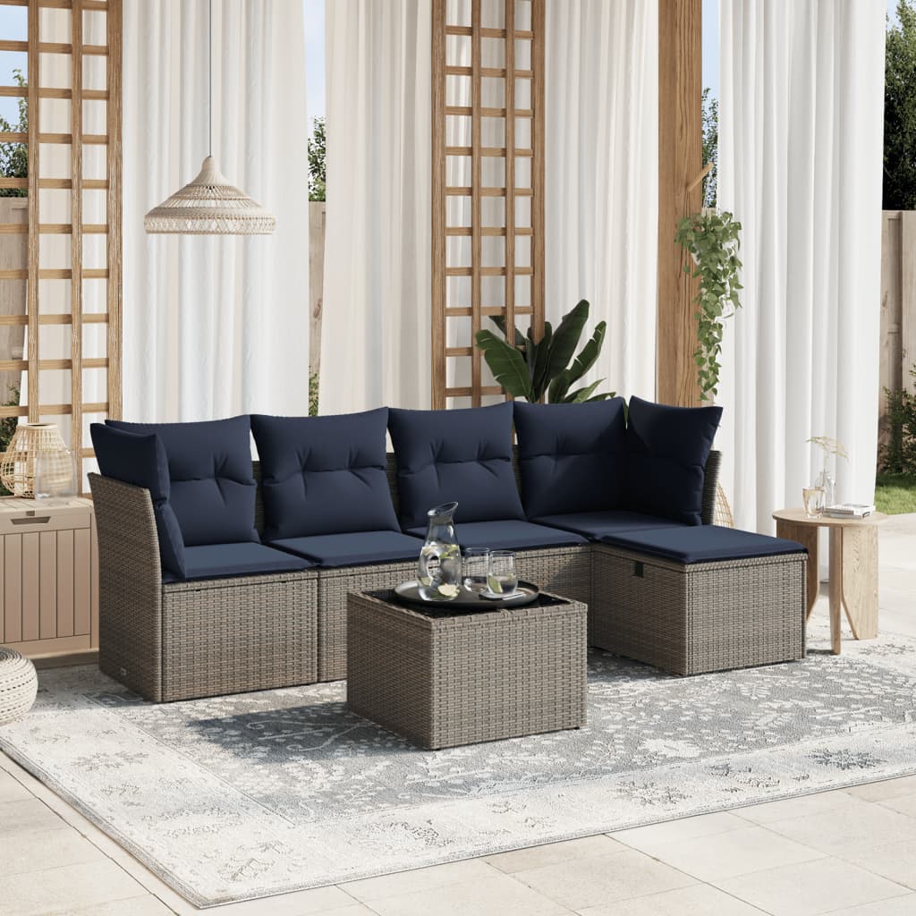 Sofasæt til Haven 5 Dele med Hynder Polyrattan Grå