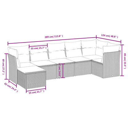 Havesofasæt 7 Dele Med Hynder Polyrattan Beige - Billede 4