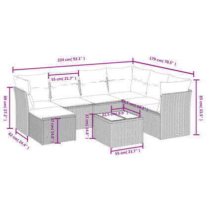 Havesofasæt 8 Dele Med Hynder Polyrattan Beige - Billede 4