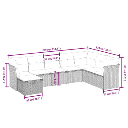 Havesofasæt 8 Dele Med Hynder Polyrattan Beige - Billede 4