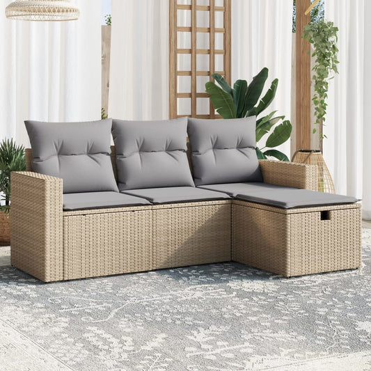 Sofasæt Til Haven 4 Dele Med Hynder Polyrattan Beige