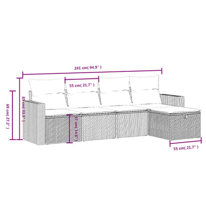 Havesofasæt 5 Dele Med Hynder Polyrattan Beige - Billede 4