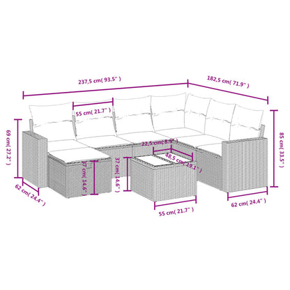 Havesofasæt 8 Dele Med Hynder Polyrattan Beige - Billede 4