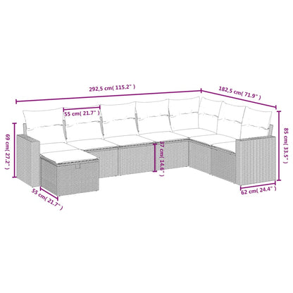 Havesofasæt 8 Dele Med Hynder Polyrattan Beige - Billede 4