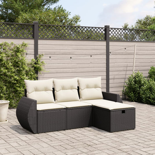 Sofasæt Til Haven 4 Dele Med Hynder Polyrattan Sort
