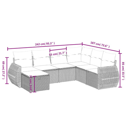 Havesofasæt 7 Dele Med Hynder Polyrattan Beige - Billede 4