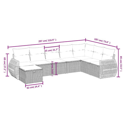 Havesofasæt 8 Dele Med Hynder Polyrattan Beige - Billede 4