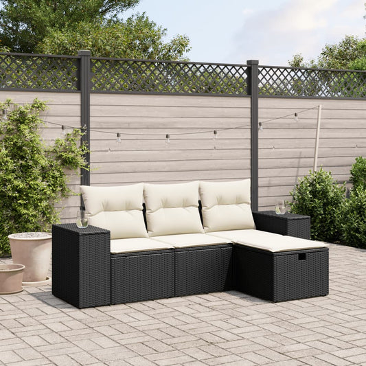 Sofasæt Til Haven 4 Dele Med Hynder Polyrattan Sort