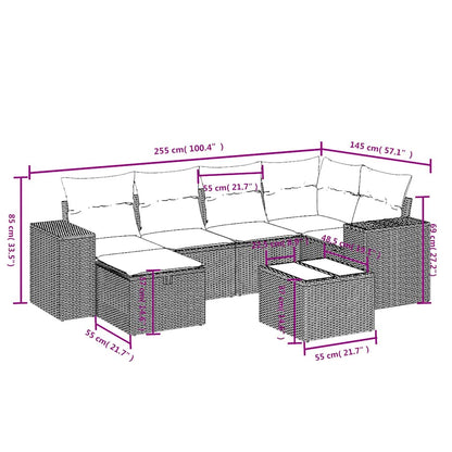 Sofasæt Til Haven 7 Dele Med Hynder Polyrattan - Billede 4