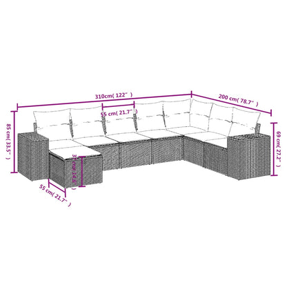 Havesofasæt 8 Dele Med Hynder Polyrattan Beige - Billede 4
