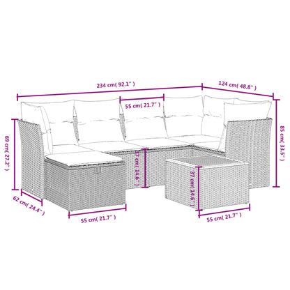 Havesofasæt 7 Dele Med Hynder Polyrattan Beige - Billede 4