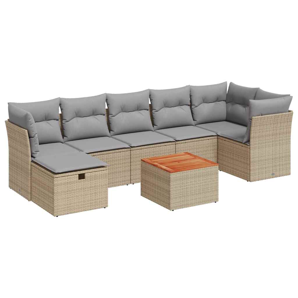 Havesofasæt 8 Dele Med Hynder Polyrattan - Billede 2
