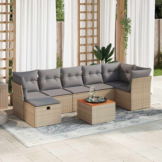 Havesofasæt 8 Dele Med Hynder Polyrattan - Hovedbillede