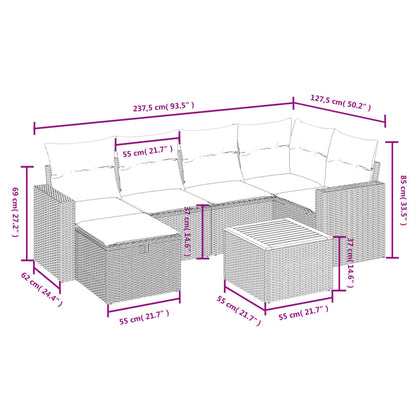 Havesofasæt 7 Dele Med Hynder Polyrattan Beige - Billede 4