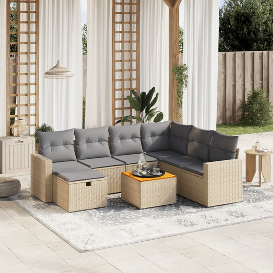 Havesofasæt 8 Dele Med Hynder Polyrattan - Hovedbillede