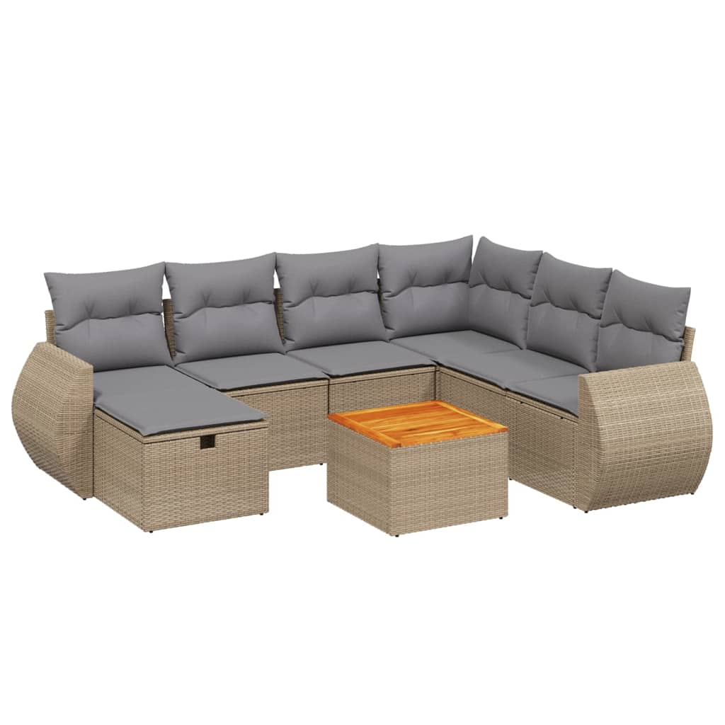 Havesofasæt 8 Dele Med Hynder Polyrattan - Billede 2