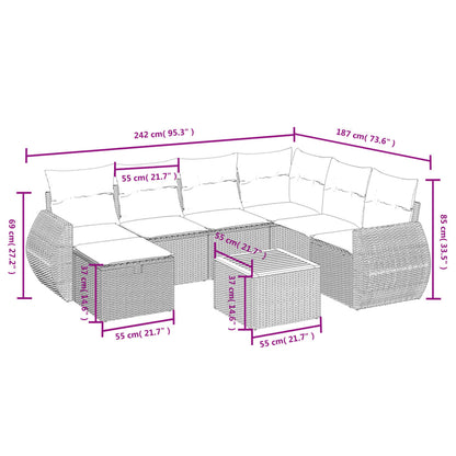 Havesofasæt 8 Dele Med Hynder Polyrattan - Billede 4