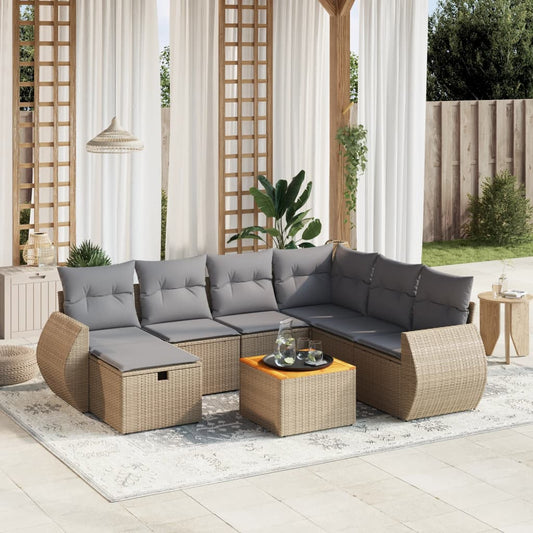Havesofasæt 8 Dele Med Hynder Polyrattan - Hovedbillede