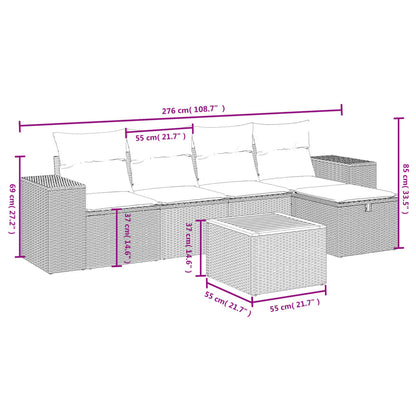 Havesofasæt 6 Dele Med Hynder Polyrattan Beige - Billede 4
